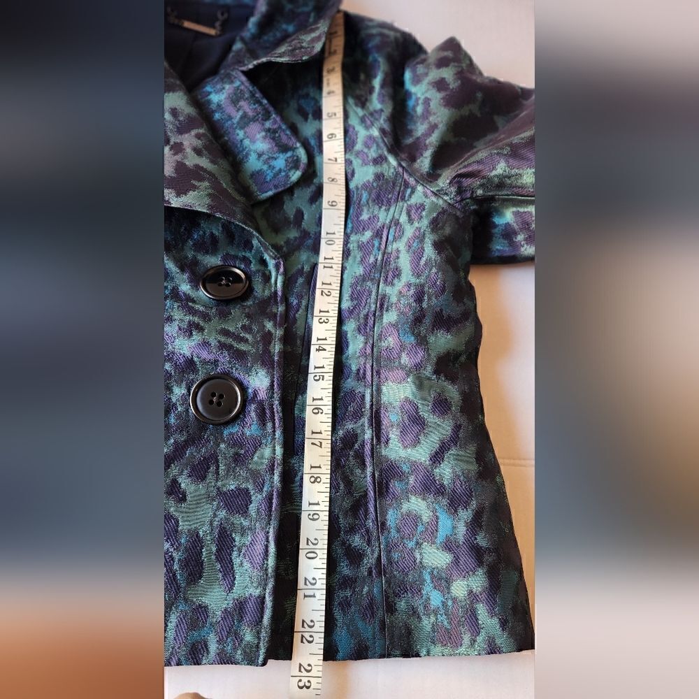 Elie Tahari Edna Leopard-Print Lacquard Green Multi Jacket Size Small - Picture 12 of 15